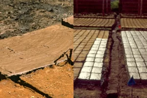 Técnica de nivelamento de base para construção com adobe